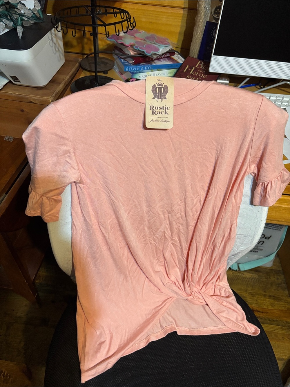 Pink Knot-Back Short Sleeve Tee